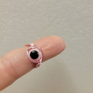 Rose Gold and Pink and Black Evil Eye Ring